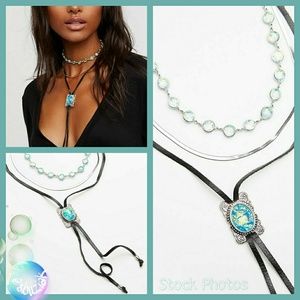 Free People Shimmering Stone Bolo Choker Necklace